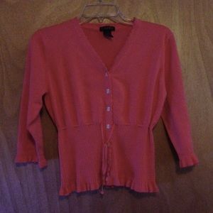 Coral Pink Three-quarter Sleeve Sweater Size L